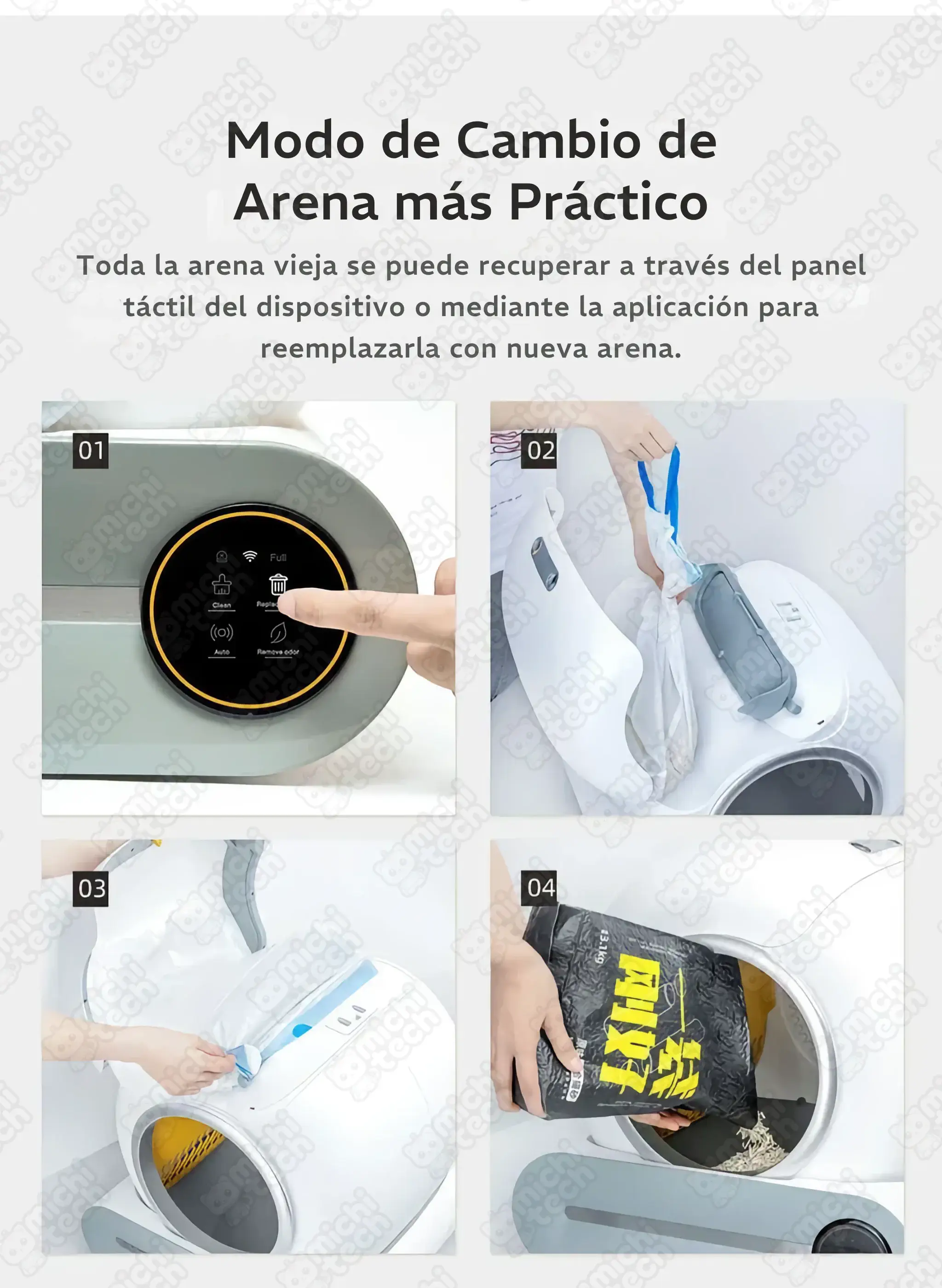 Arenero Automático MichiTech Clean One para Gatos Arenero_Automatico_MichiTech_Clean_One_Gatos.03 - 🚽 Arenero Automático MichiTech Clean One con App para Gatos