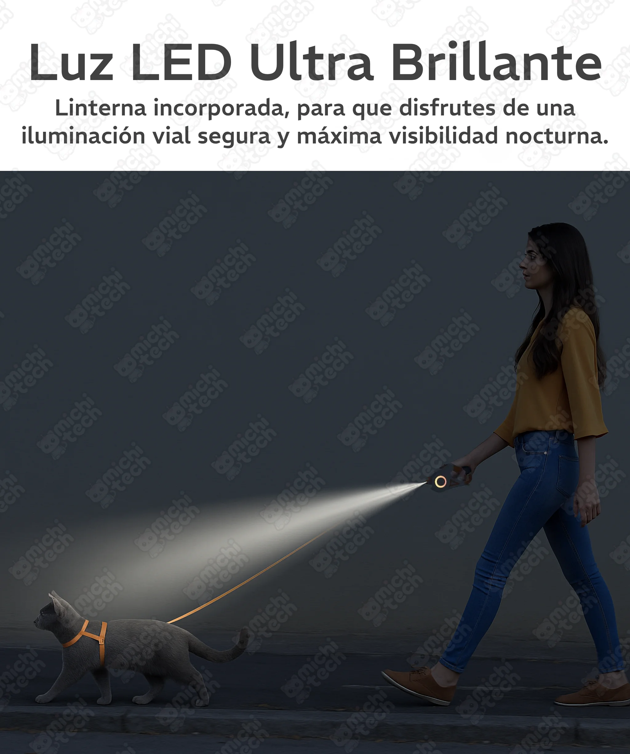 Correa Extensible con Luz LED MichiTech para Gatos Correa_Extensible_Luz_LED_MichiTech_Gatos.06 - 🪢 Correa Extensible LED MichiTech para Gatos - 5m con Luz RGB