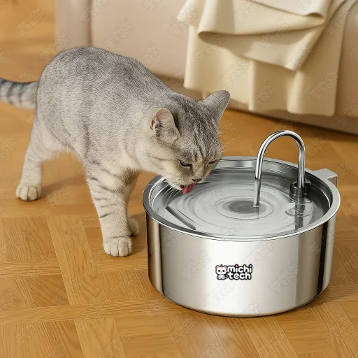 Fuente_Acero_Inoxidable_3L_MichiTech_Gatos.01 - 🥣 Fuente Acero Inoxidable 3L MichiTech - Silenciosa y de Alta Capacidad