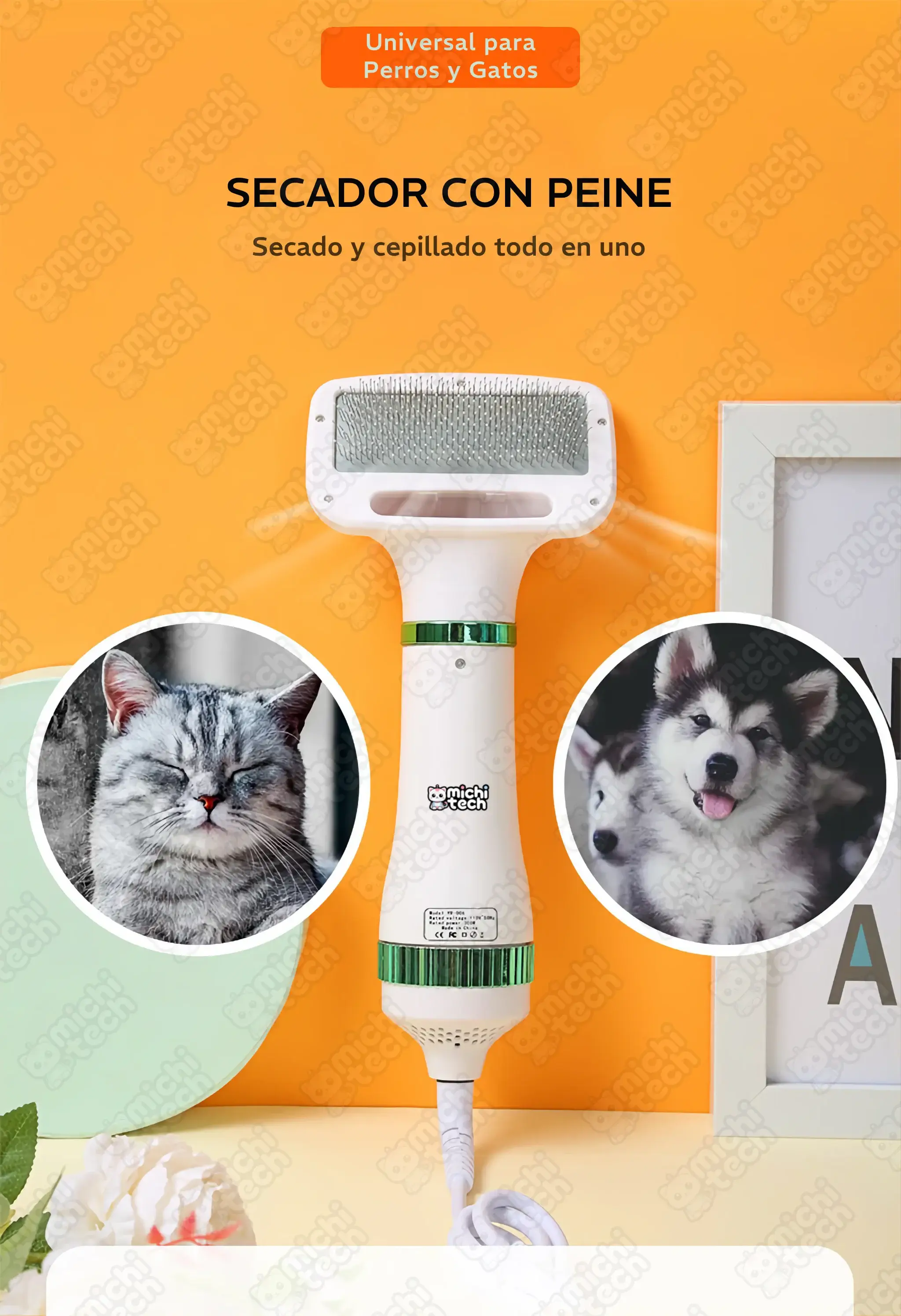 Secador_Peine_MichiTech_Gatos.04 - ✂️ Cortaúñas con Luz LED MichiTech para Gatos - Corte Preciso y Seguro
